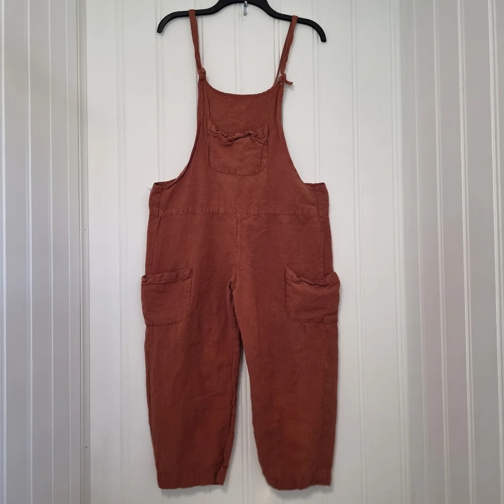 Lakhays Rust Linen Blend Overalls – S/M, Made in Nepal - Picture 1 of 4
